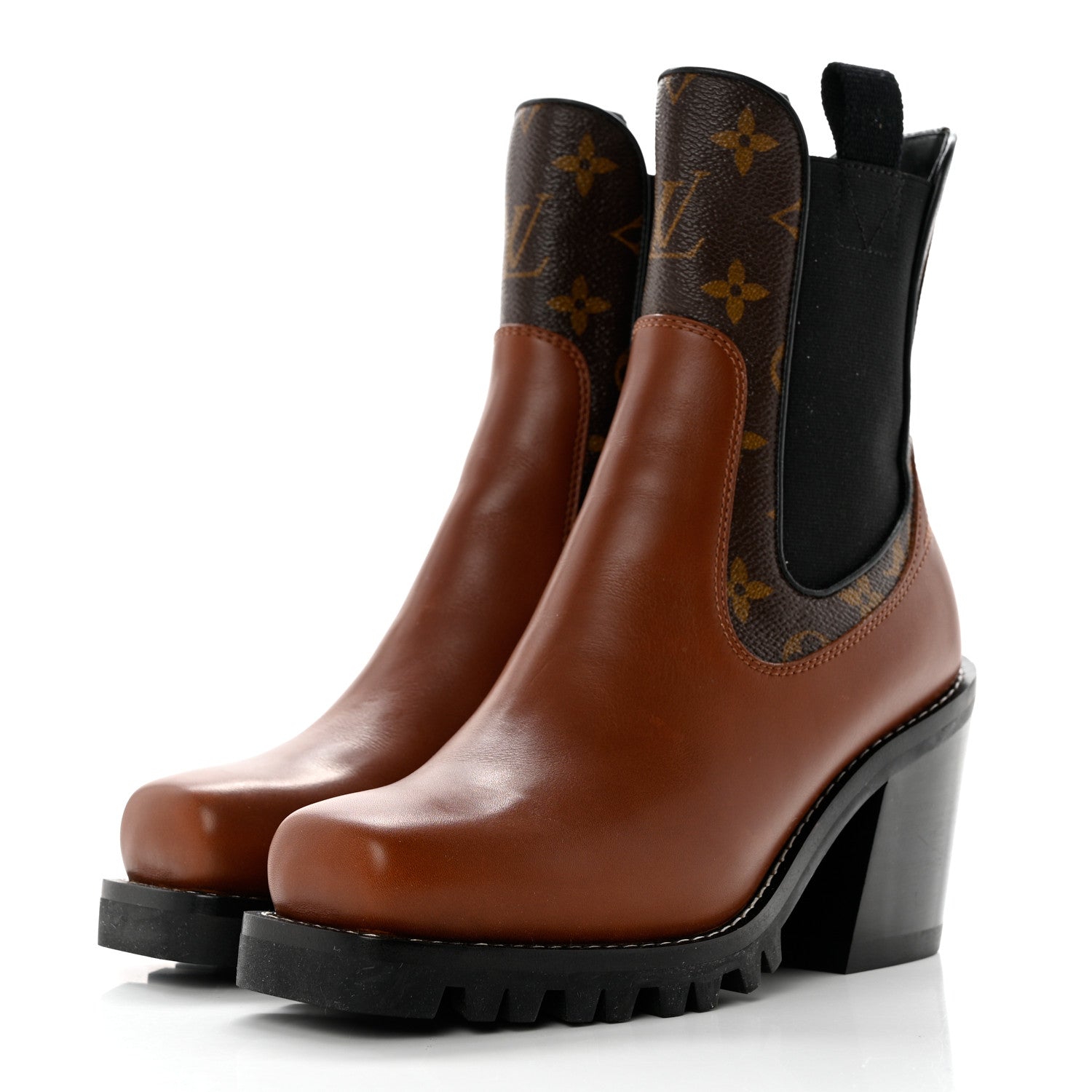 Louis Vuitton Calfskin Monogram Limitless Ankle Boots 36 Cognac 3 of 8