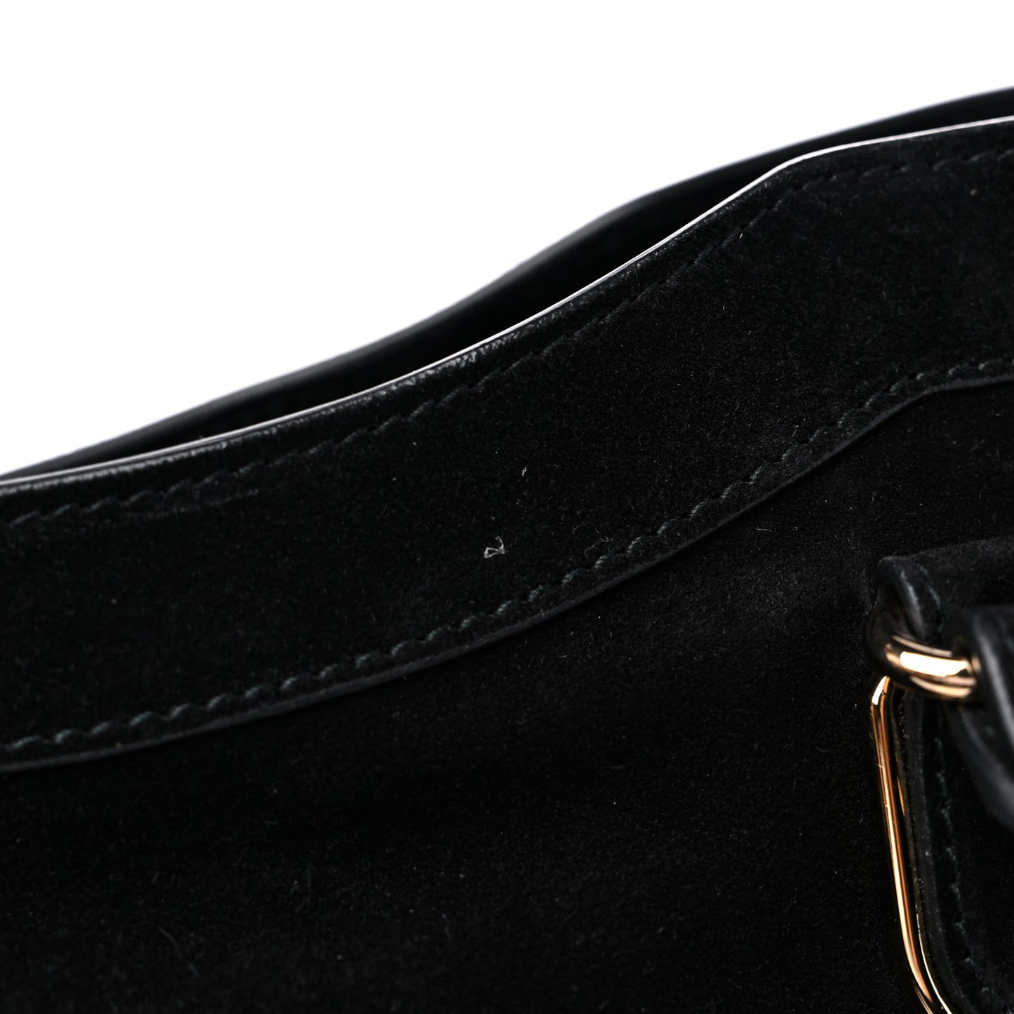 Baby Daim Suede Gold Metallic Edge Hardware City Black