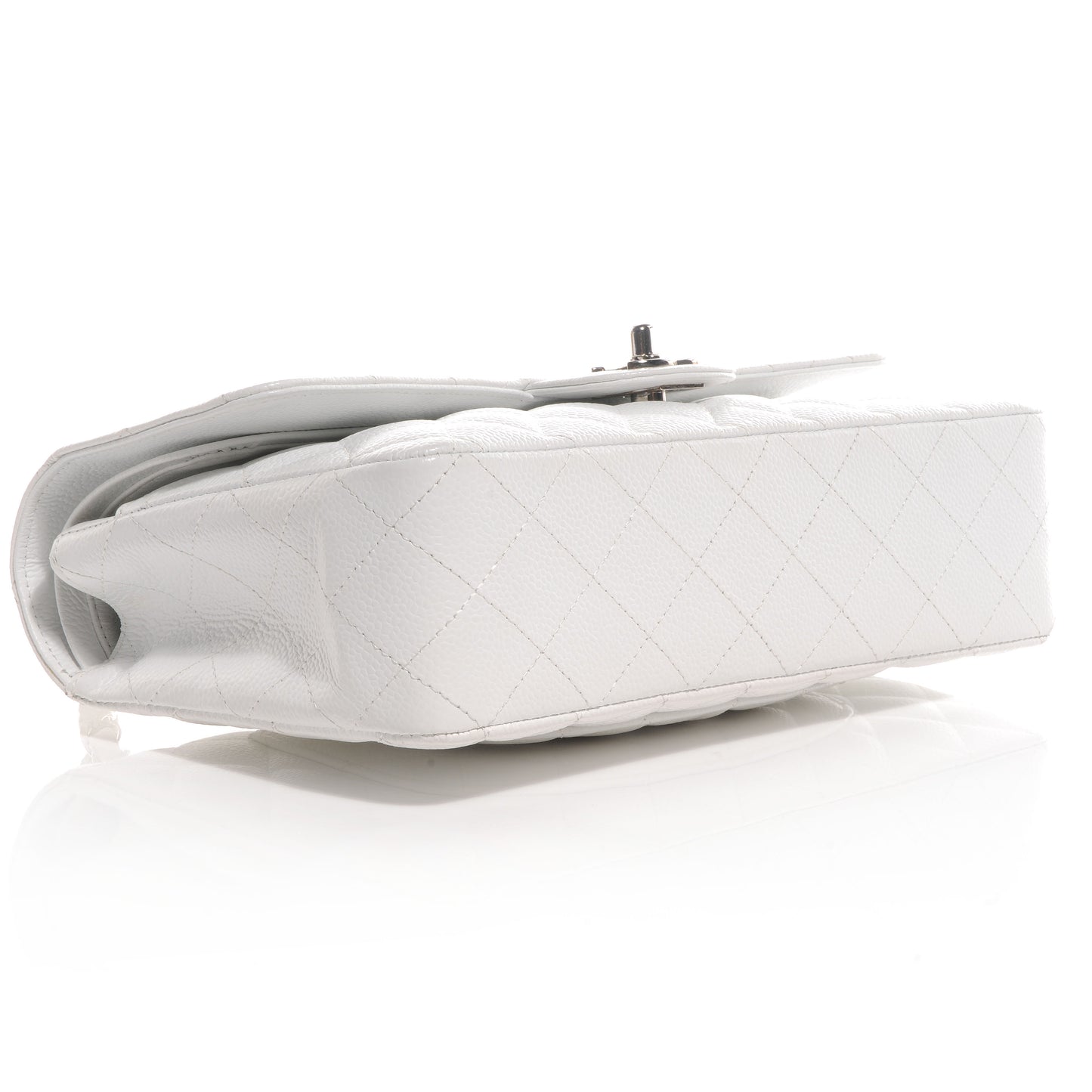 Caviar Quilted Medium Double Flap White