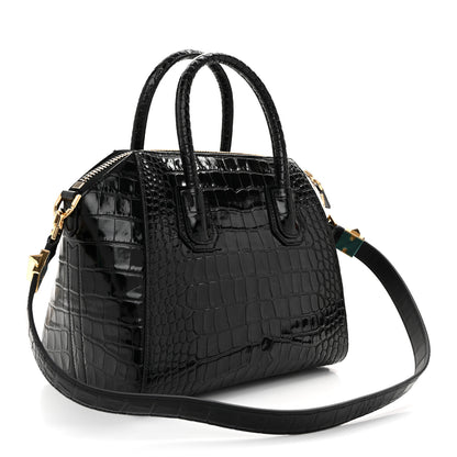 Givenchy Calfskin Crocodile Embossed Small Antigona Black 3 of 12