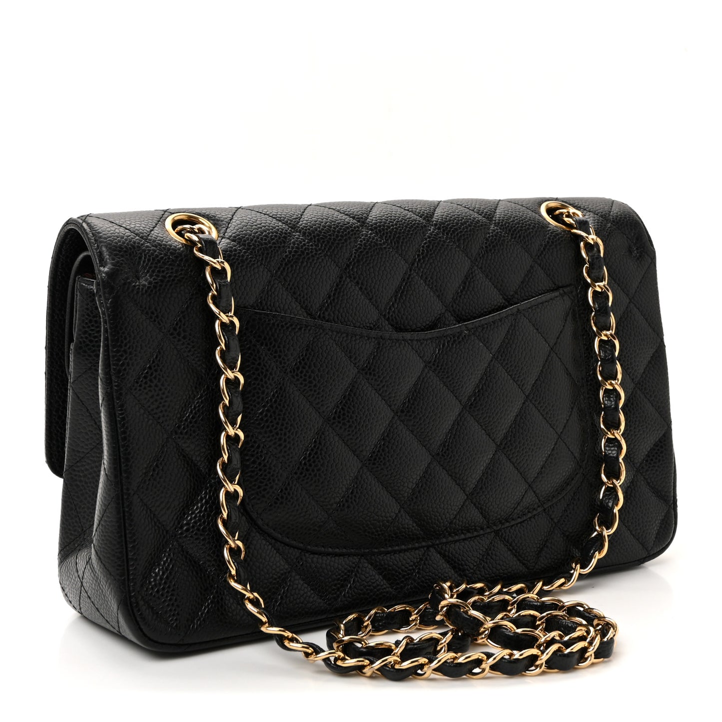 Caviar Quilted Medium Double Flap Black
