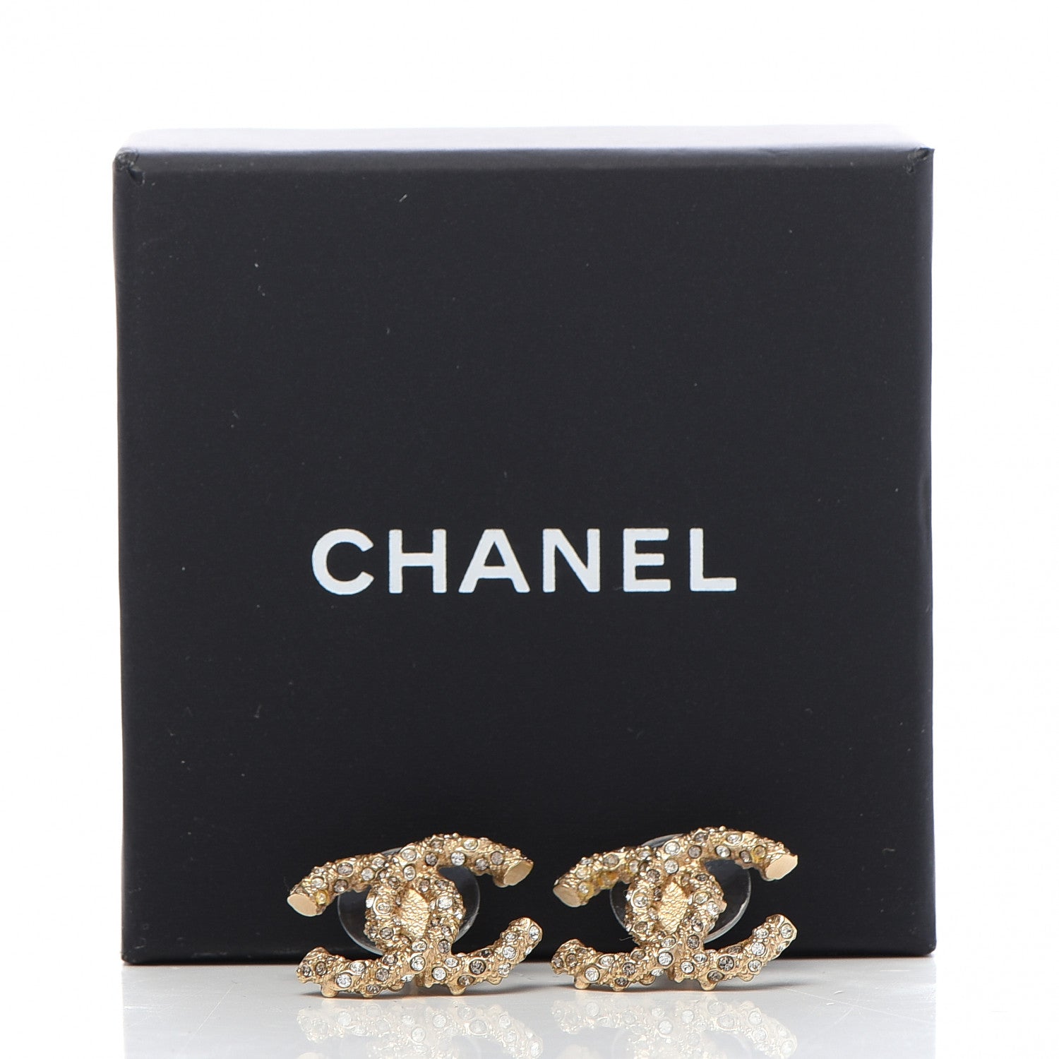 Chanel Crystal CC Earrings Light Gold 5 of 5