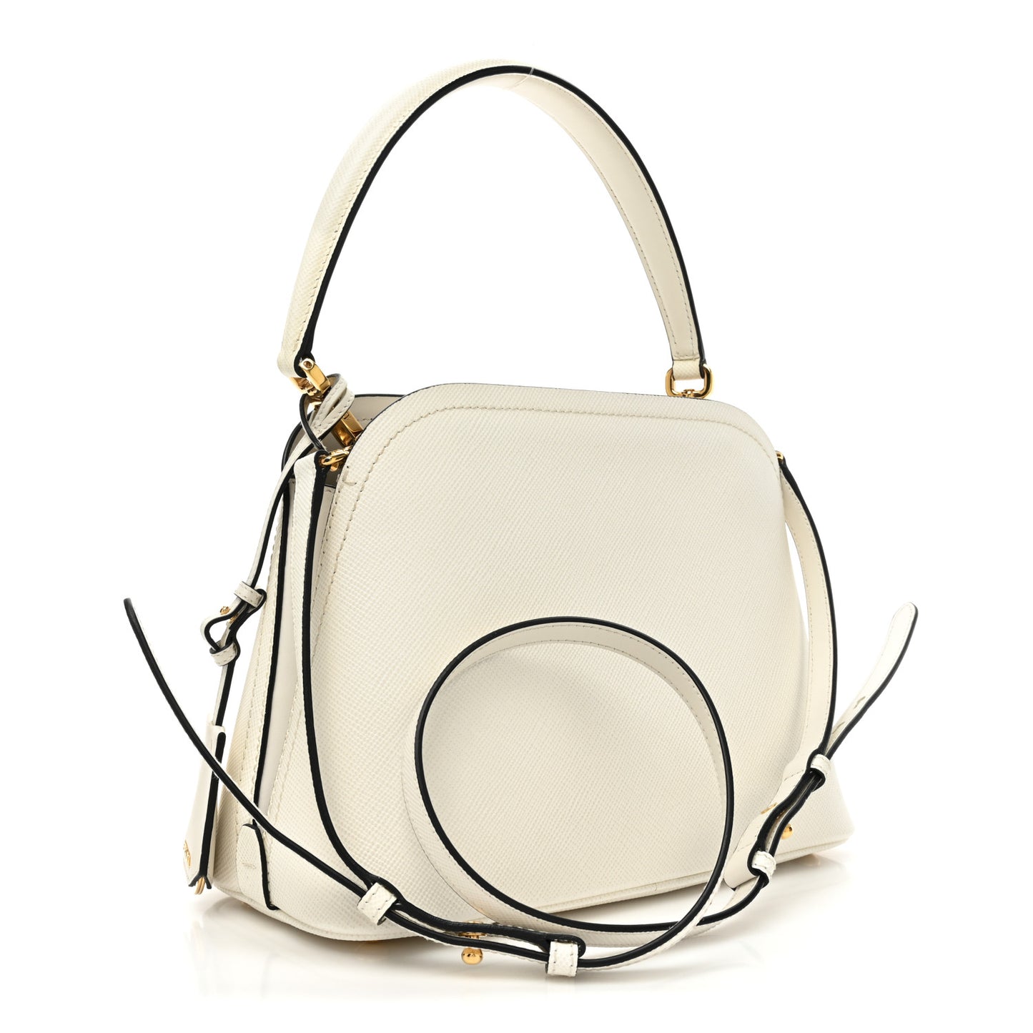 Saffiano Cuir Small Matinee Tote White Black