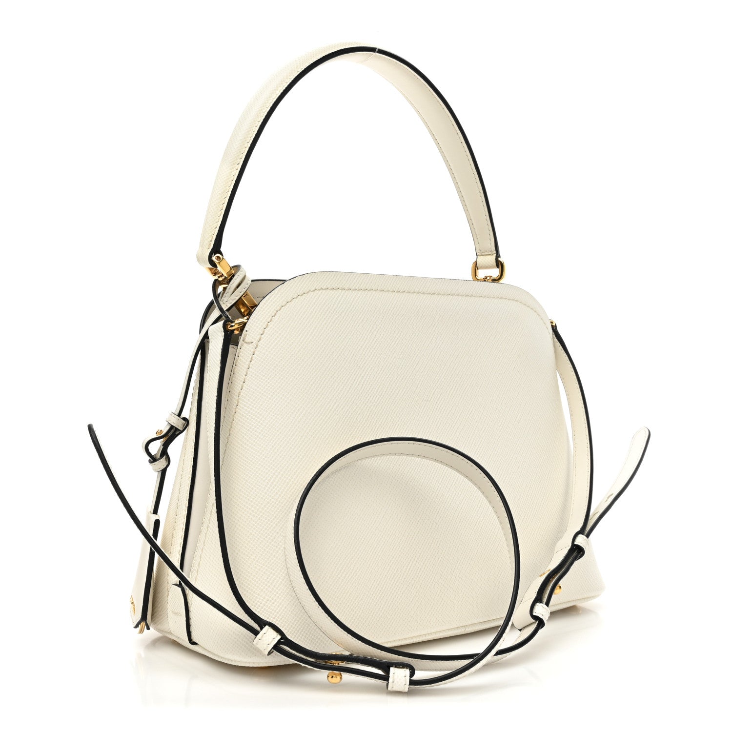 Prada Saffiano Cuir Small Matinee Tote White Black 3 of 11