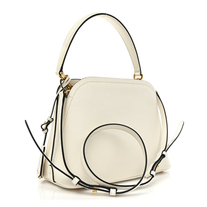 Prada Saffiano Cuir Small Matinee Tote White Black 3 of 11
