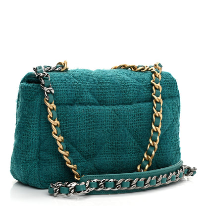 Chanel Tweed Quilted Medium Chanel 19 Flap Green 3 of 9