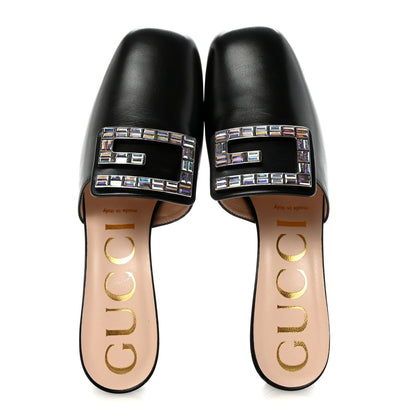 Gucci Malaga Kid Crystal Square G Madelyn 60mm Mules 37.5 Black 2 of 10