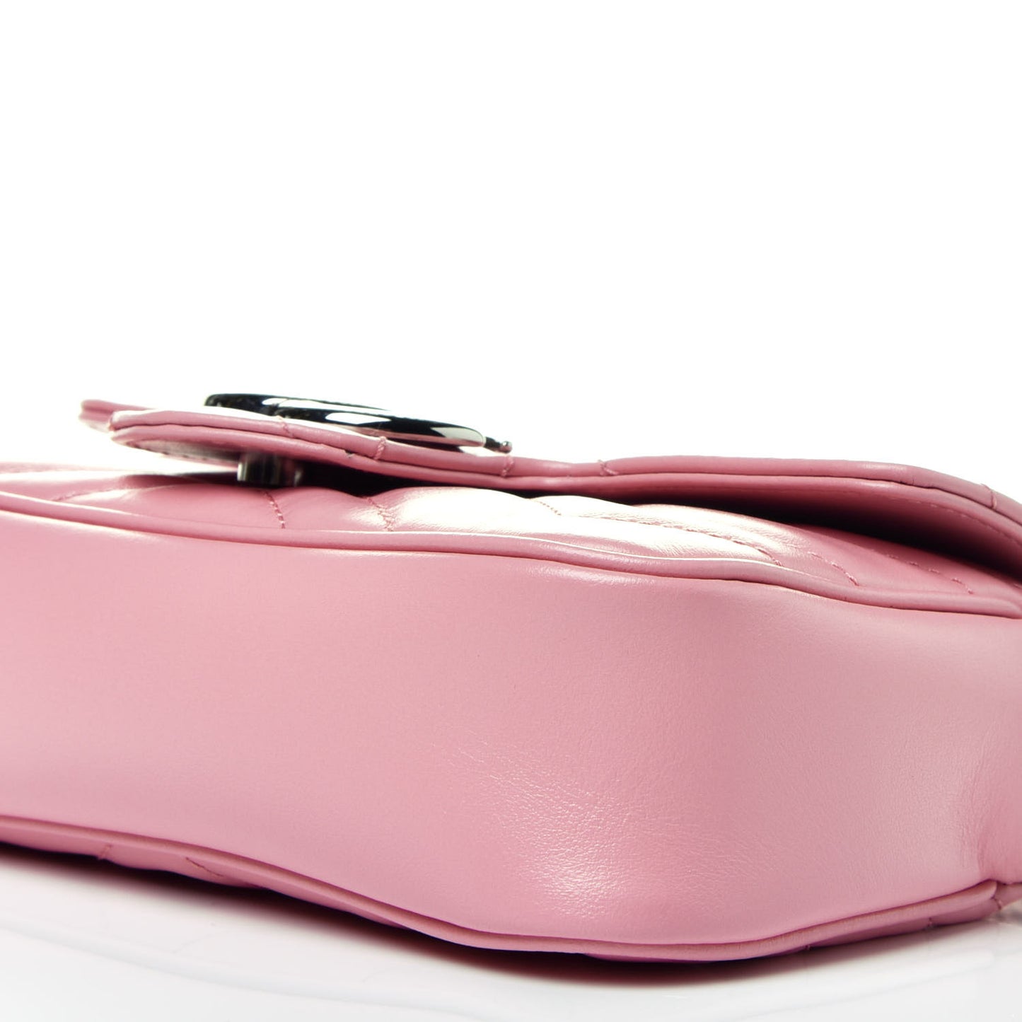 Calfskin Matelasse Super Mini GG Marmont Shoulder Bag Wild Rose