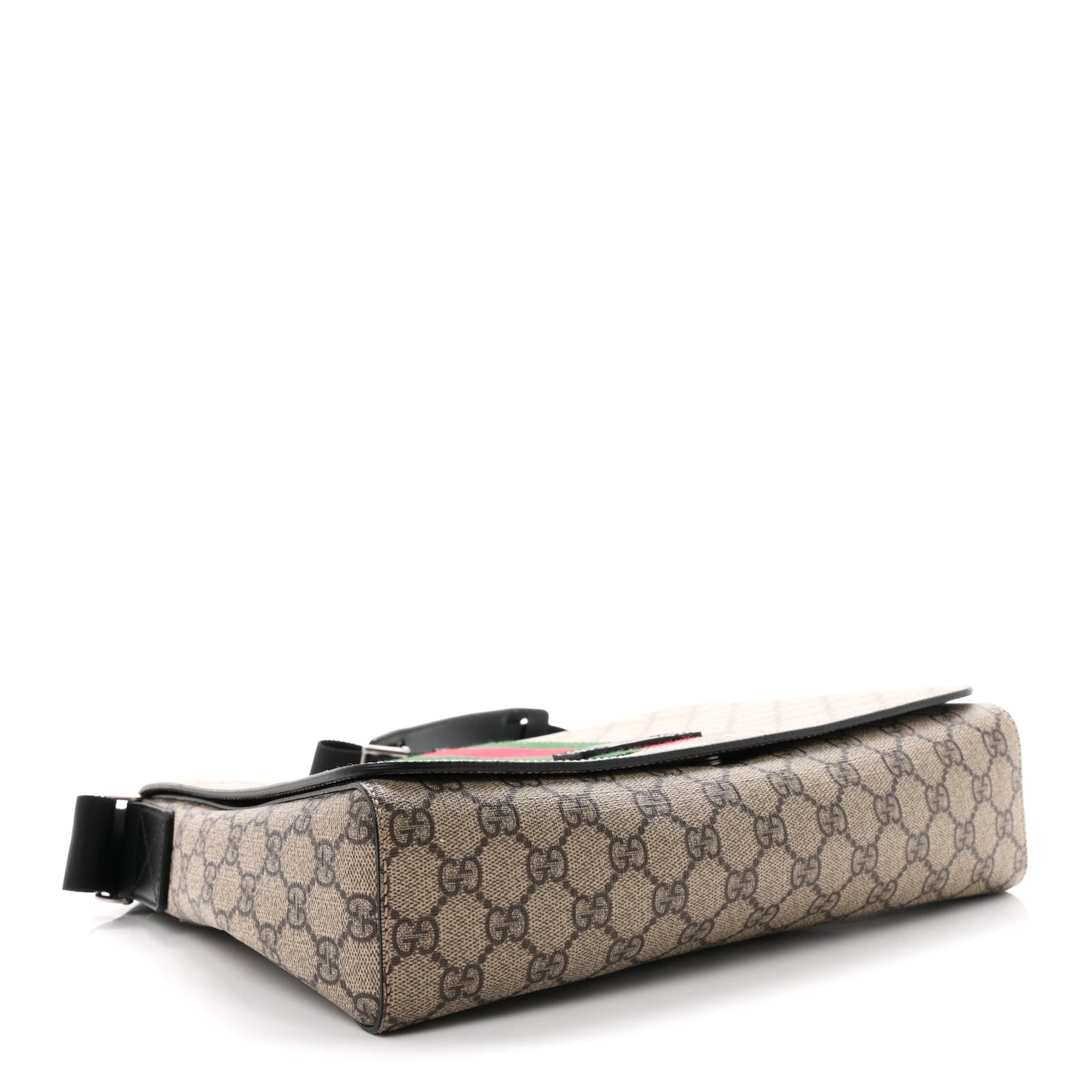 GG Supreme Monogram Web Flap Messenger Bag Black
