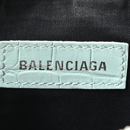 Balenciaga Extra Supple Calfskin Crocodile Embossed Le Cagole Shoulder Bag XS Green Acqua 7 of 11