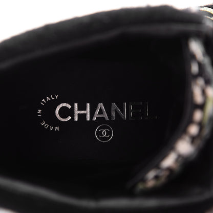 Chanel Tweed Lace Up Short Boots 38.5 Green Brown Black 7 of 10