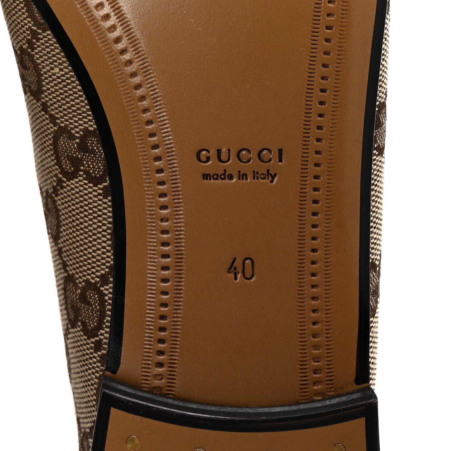 Gucci Canvas GG Monogram Horsebit Womens Jordaan Loafers 40 Beige Ebony New Acero 7 of 9
