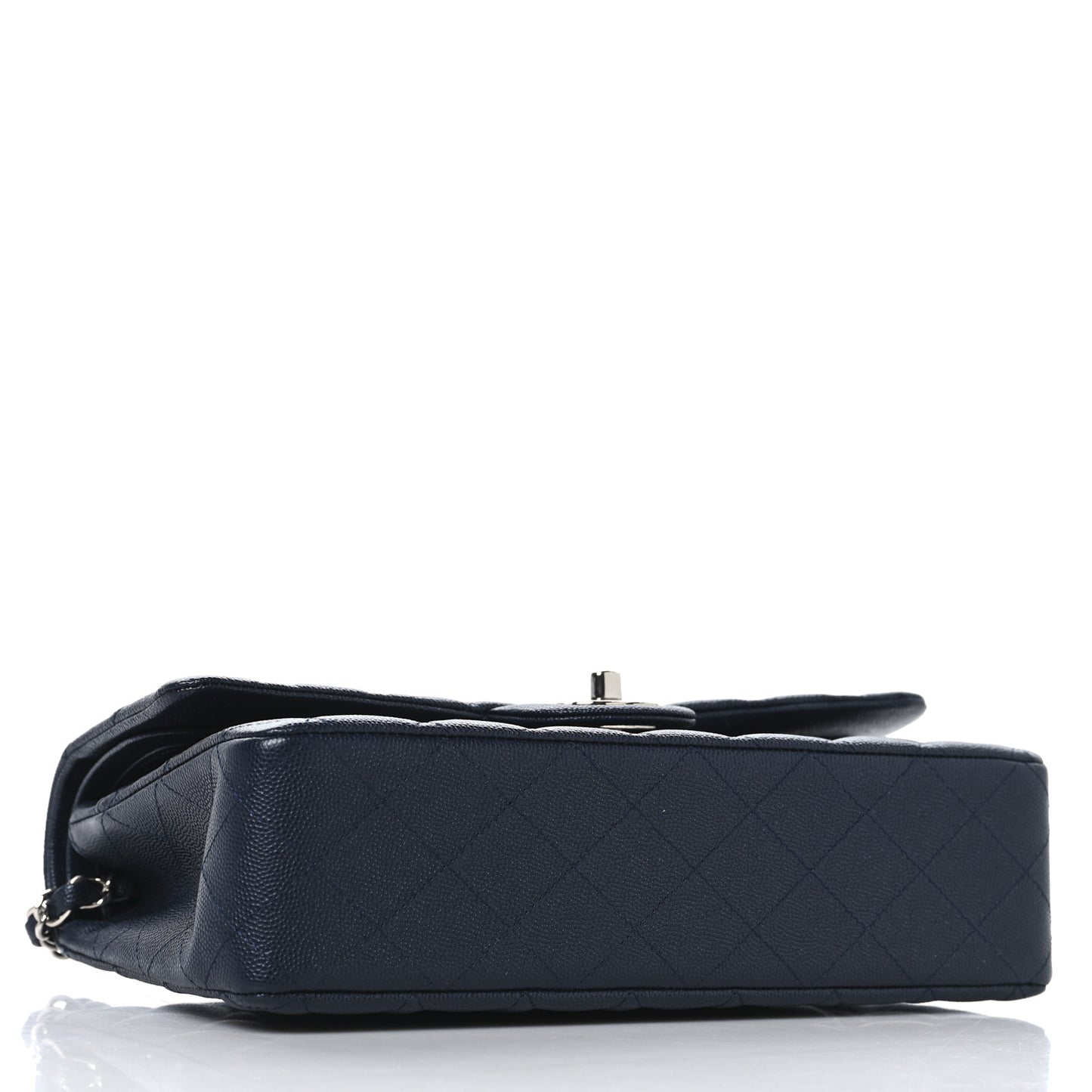 Caviar Quilted Medium Double Flap Navy