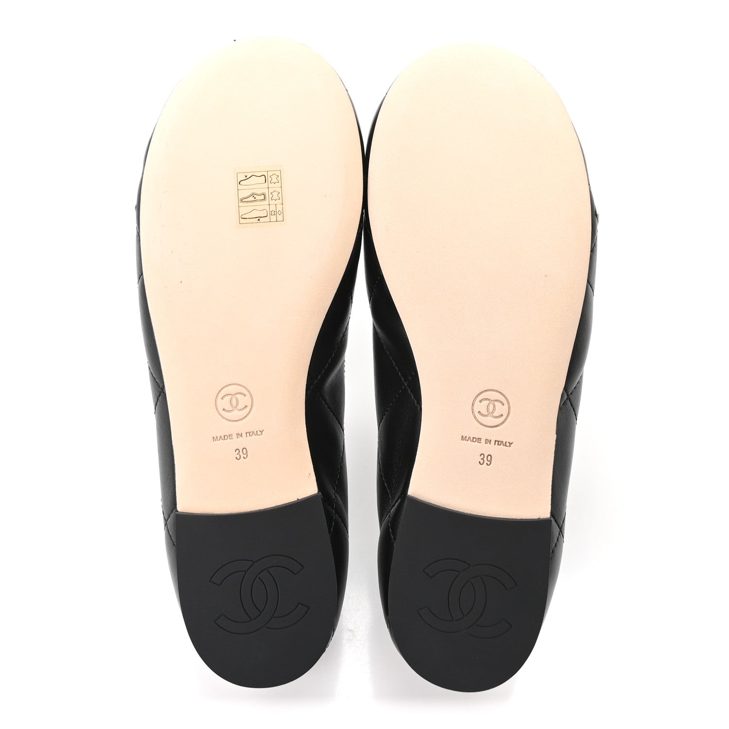 Chanel Lambskin Quilted CC Cambon Ballet Flats 39 Black White 6 of 9