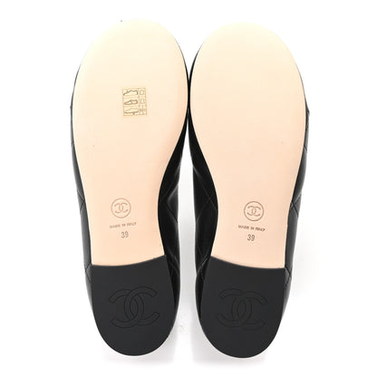 Chanel Lambskin Quilted CC Cambon Ballet Flats 39 Black White 6 of 9