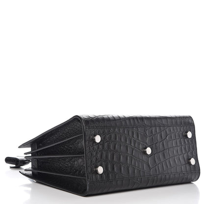 Saint Laurent Calfskin Crocodile Embossed Baby Sac De Jour Black 4 of 8