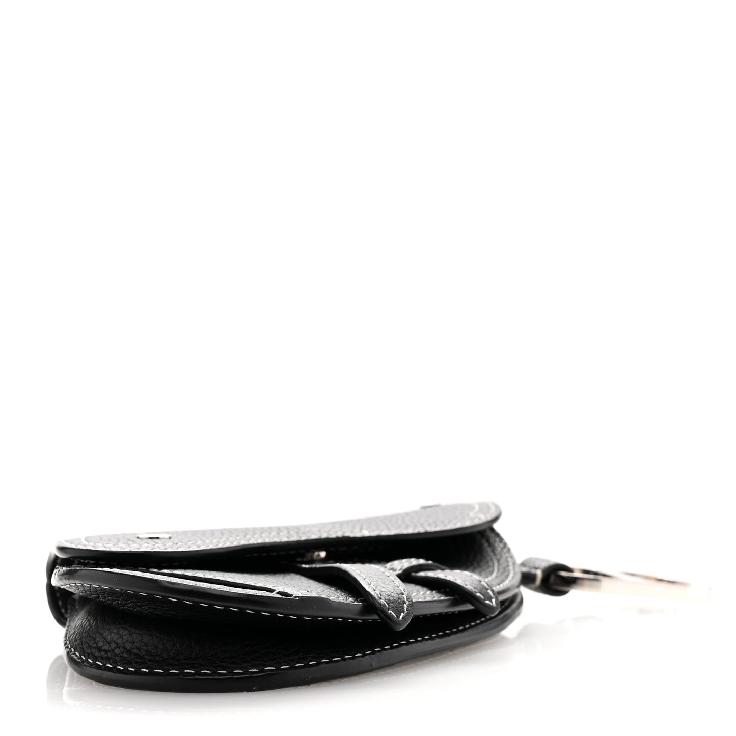 Grained Calfskin Saddle Mini Key Ring Black