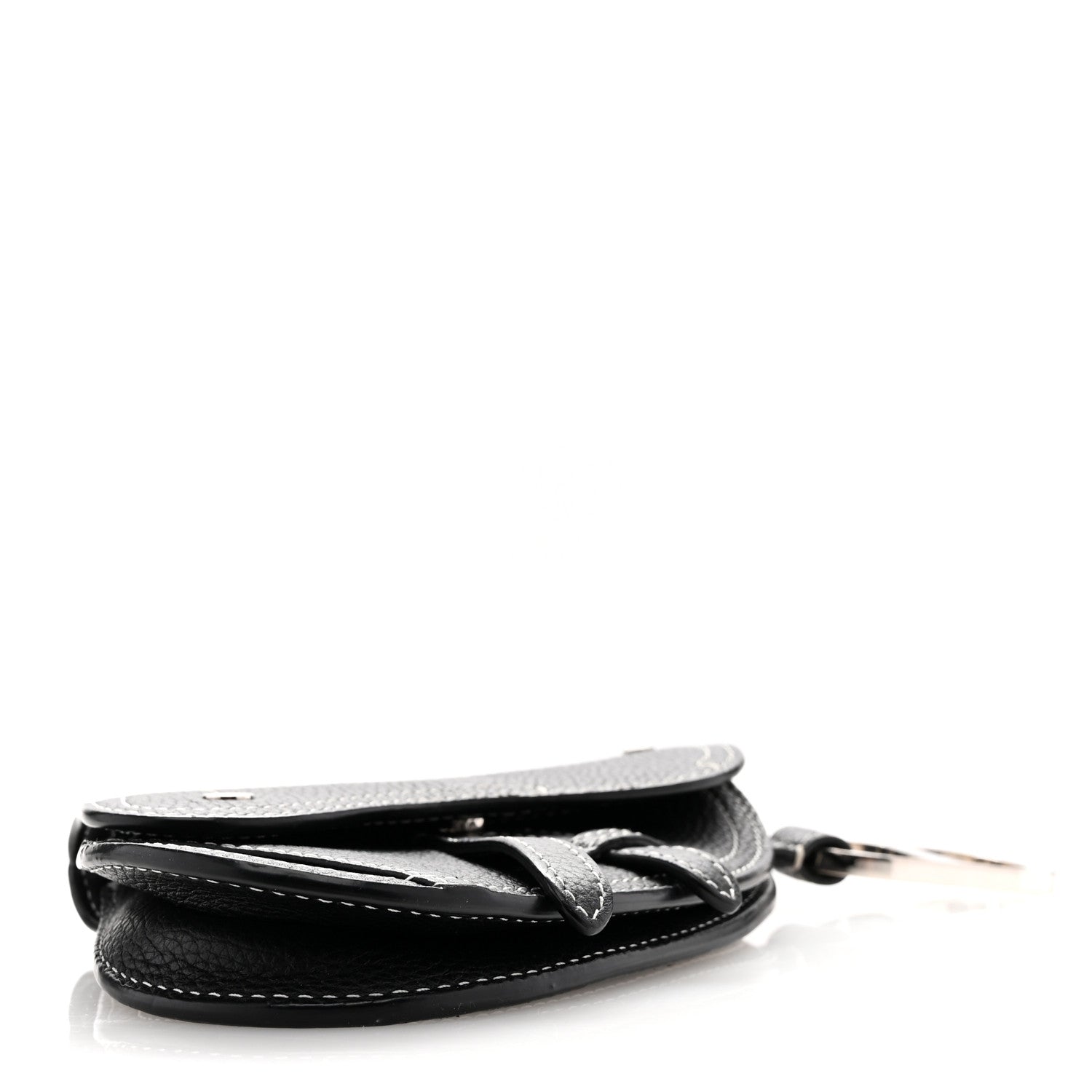 Christian Dior Grained Calfskin Saddle Mini Key Ring Black 4 of 7
