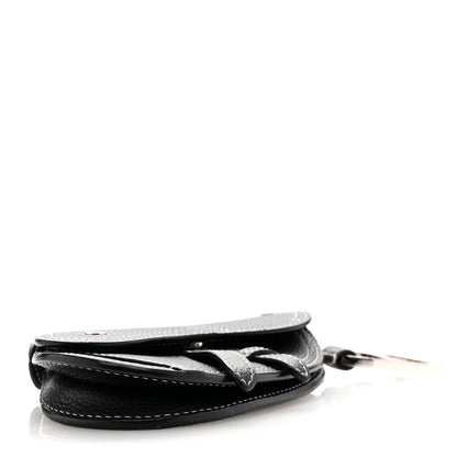 Christian Dior Grained Calfskin Saddle Mini Key Ring Black 4 of 7