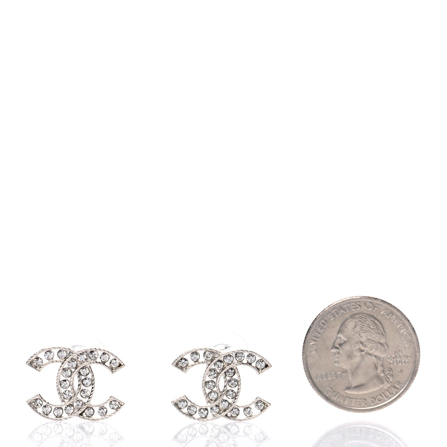 Chanel Crystal CC Earrings Silver 2 of 4