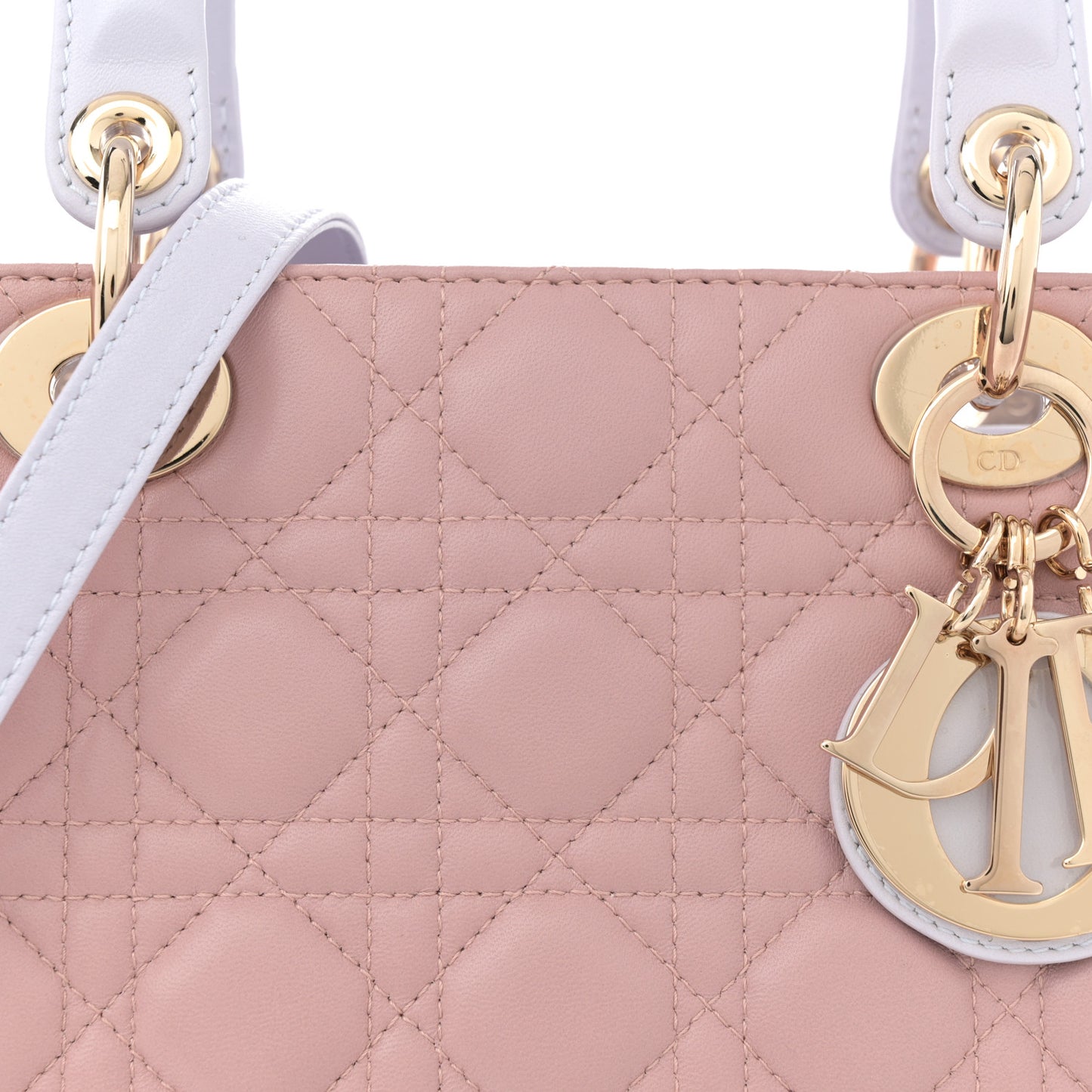 Lambskin Cannage Medium Tri-Color Lady Dior Rose Pale