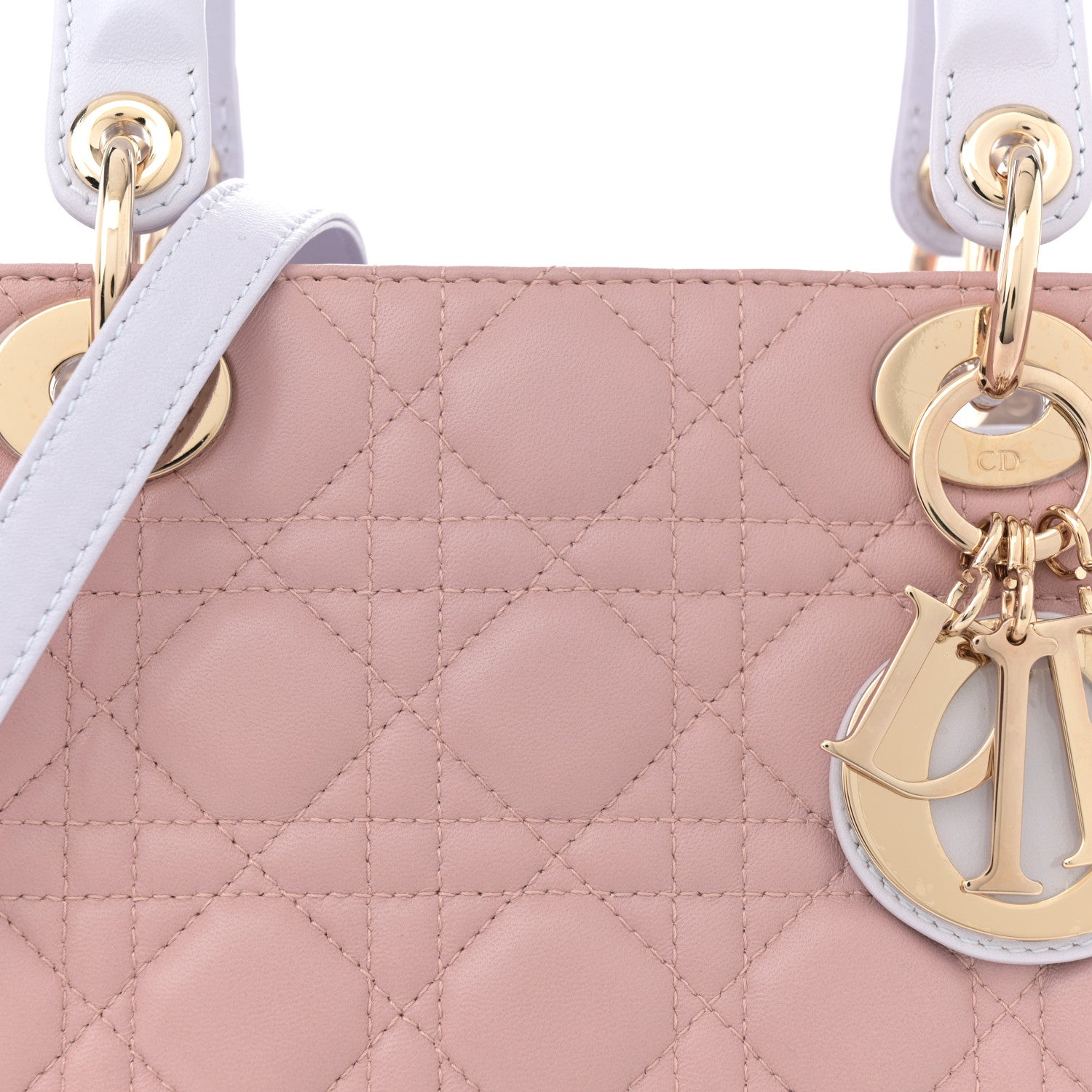 Christian Dior Lambskin Cannage Medium Tri-Color Lady Dior Rose Pale 8 of 14