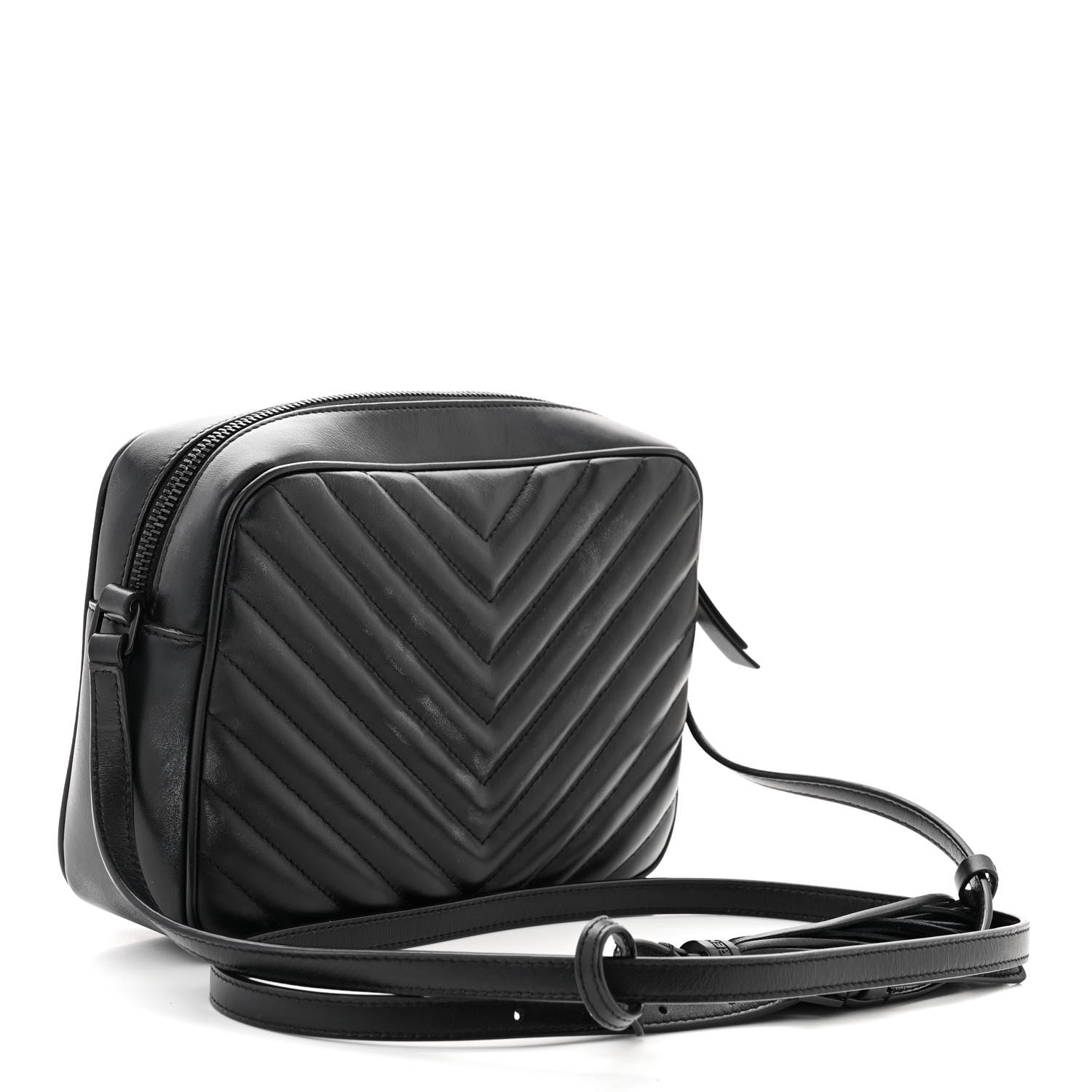 Saint Laurent Calfskin Matelasse Monogram Monochrome Lou Camera Bag Black 3 of 15