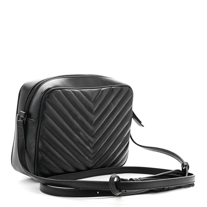 Saint Laurent Calfskin Matelasse Monogram Monochrome Lou Camera Bag Black 3 of 15