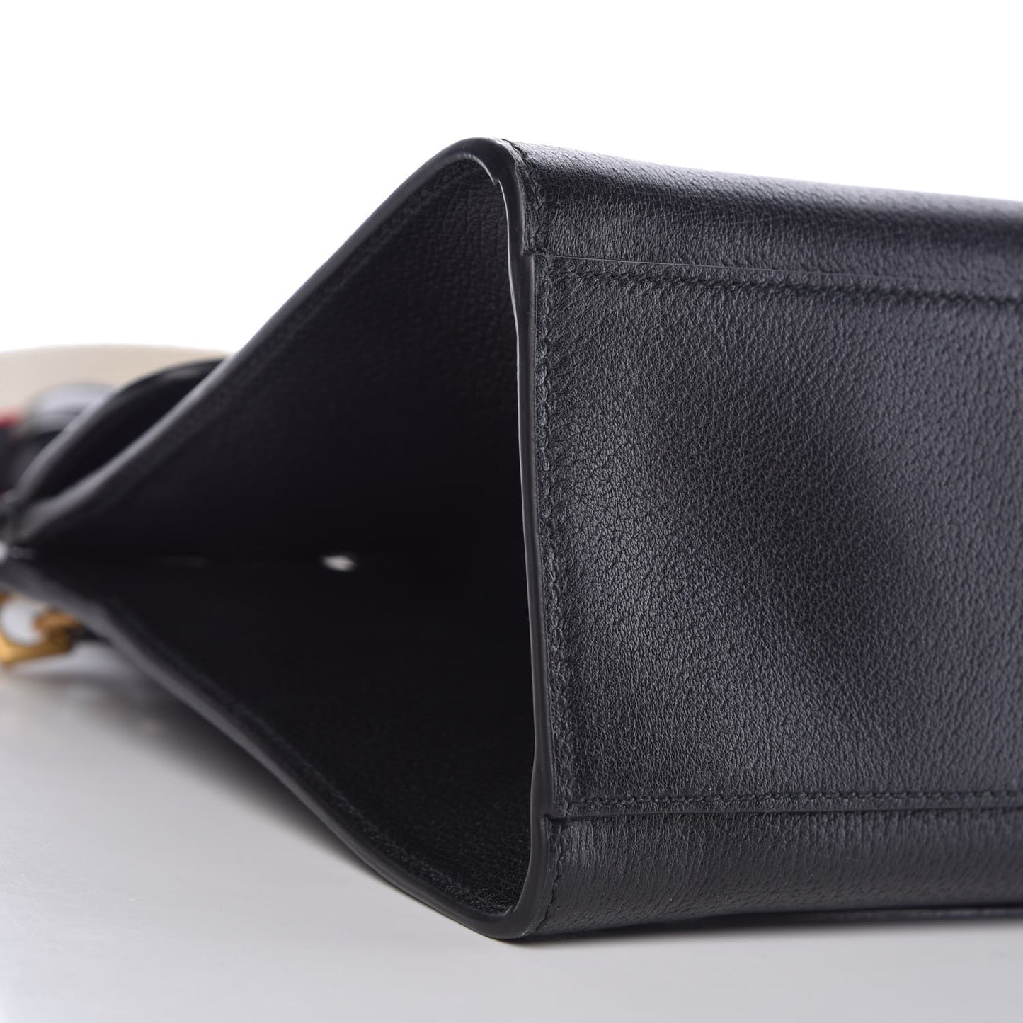 Grained Calfskin Web Crystal Butterfly Stripe Medium Totem Top Handle Bag Black