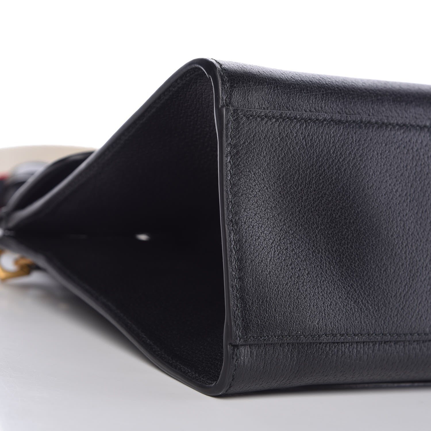 Gucci Grained Calfskin Web Crystal Butterfly Stripe Medium Totem Top Handle Bag Black 11 of 13