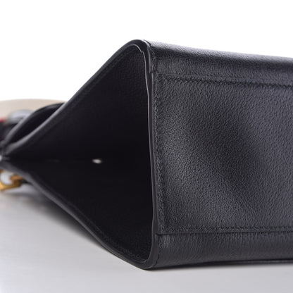Gucci Grained Calfskin Web Crystal Butterfly Stripe Medium Totem Top Handle Bag Black 11 of 13