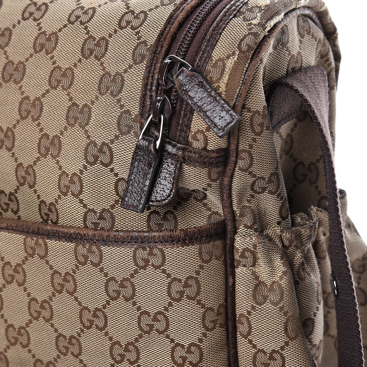 Gucci Monogram Natural Pigskin Large Diaper Bag Beige Ebony Cocoa Dark Chocolate 15 of 32