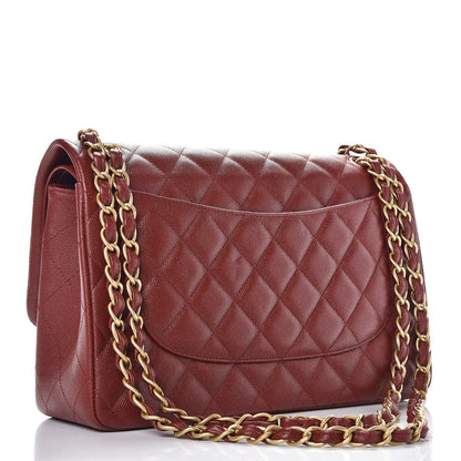 Chanel Iridescent Caviar Quilted Jumbo Double Flap Dark Red 4 of 11