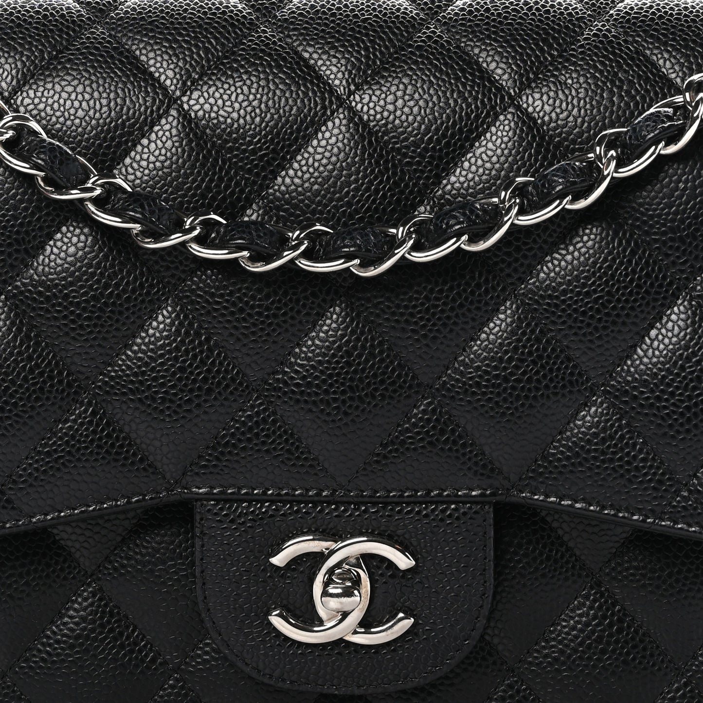 Caviar Quilted Jumbo Double Flap Black