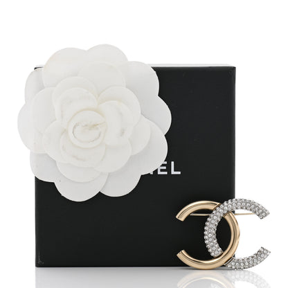 Chanel Crystal CC Brooch Light Gold 5 of 5