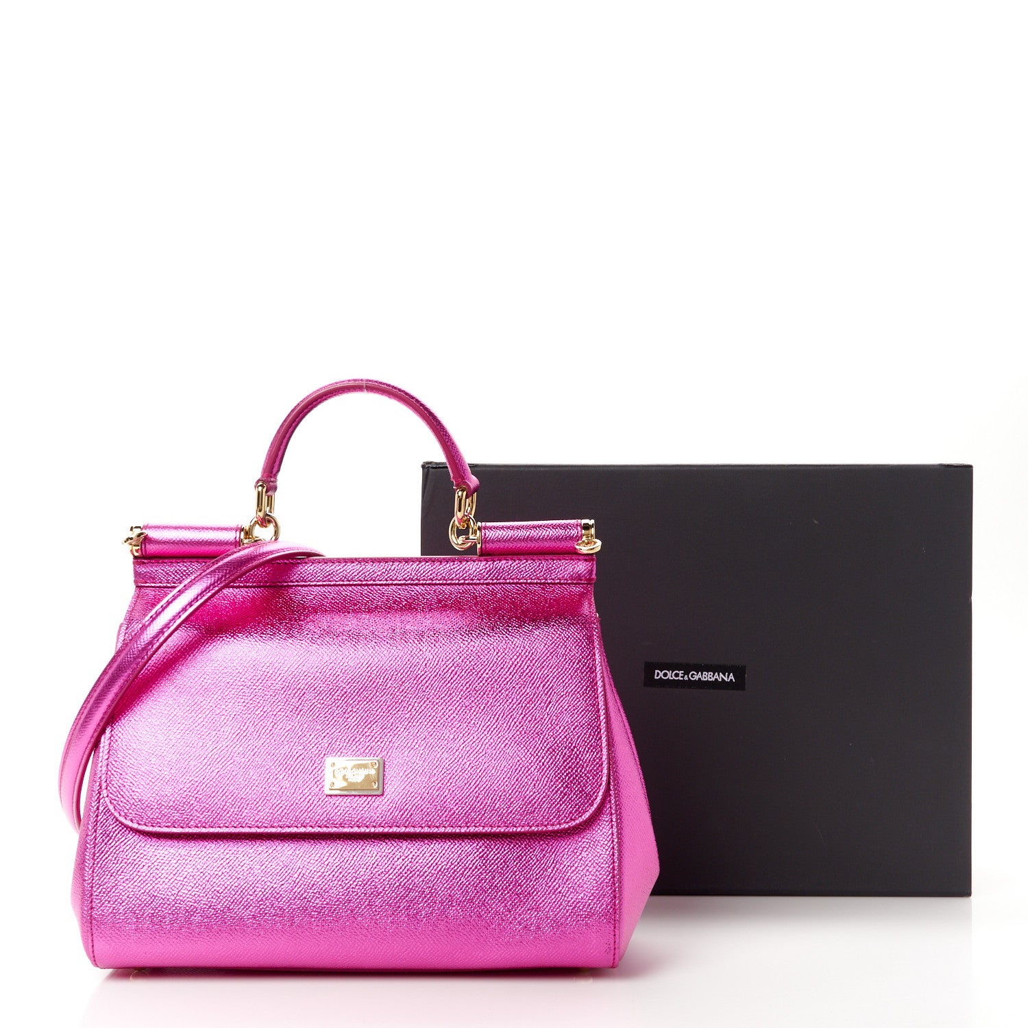 Dolce & Gabbana Metallic Dauphine Medium Miss Sicily Satchel Pink 11 of 11