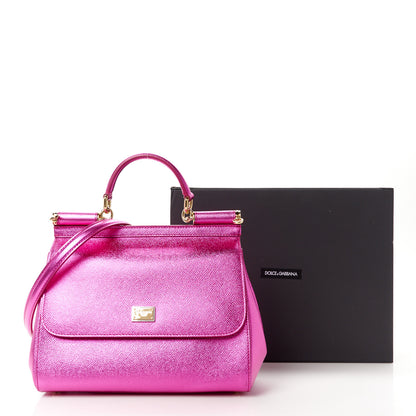 Dolce & Gabbana Metallic Dauphine Medium Miss Sicily Satchel Pink 11 of 11