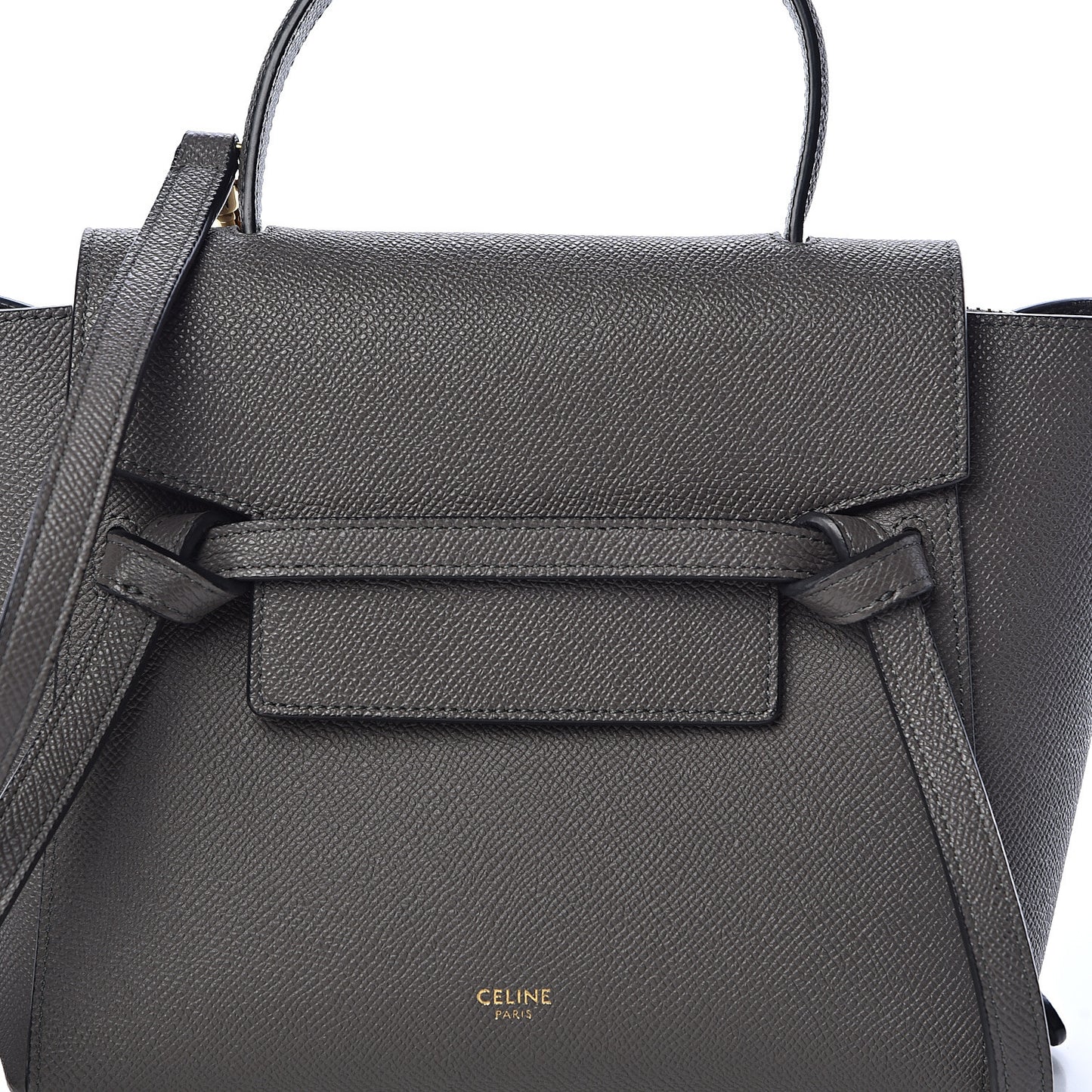 Grained Calfskin Nano Belt Bag Grey