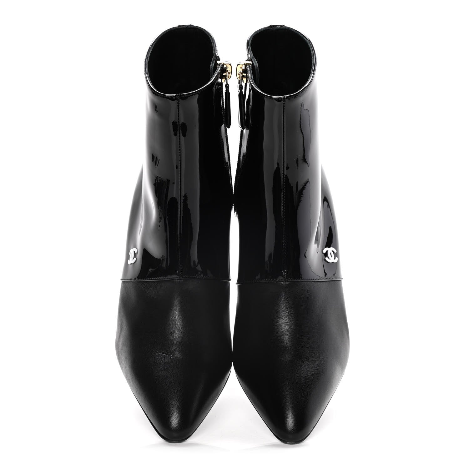 Chanel Lambskin Patent Calfskin Short Ankle Boots 36.5 Black 5 of 13