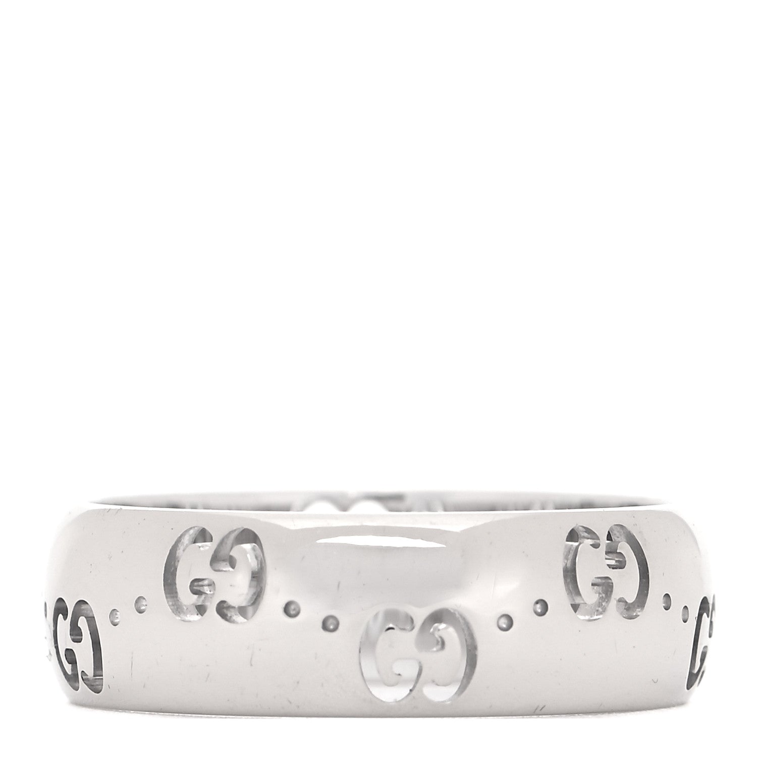 Gucci 18K White Gold 6mm Icon Band Ring 54 7 1 of 6