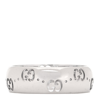 Gucci 18K White Gold 6mm Icon Band Ring 54 7 1 of 6