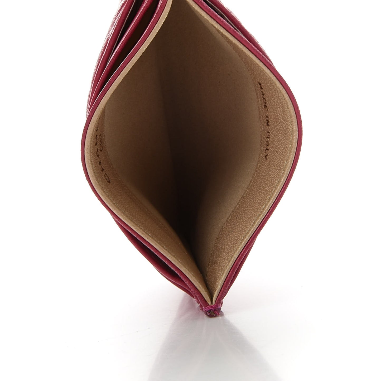 Lambskin Camellia Card Holder Fuchsia