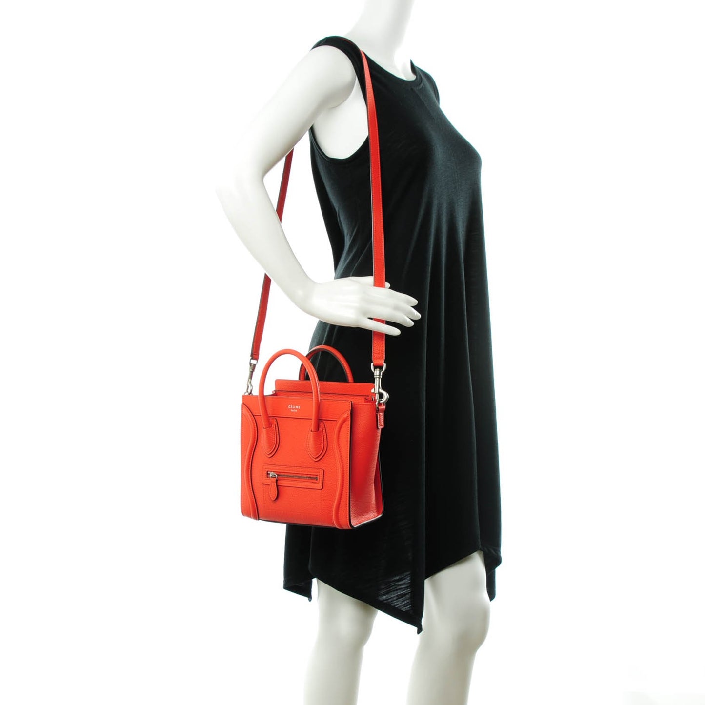 Drummed Calfskin Nano Luggage Vermillion