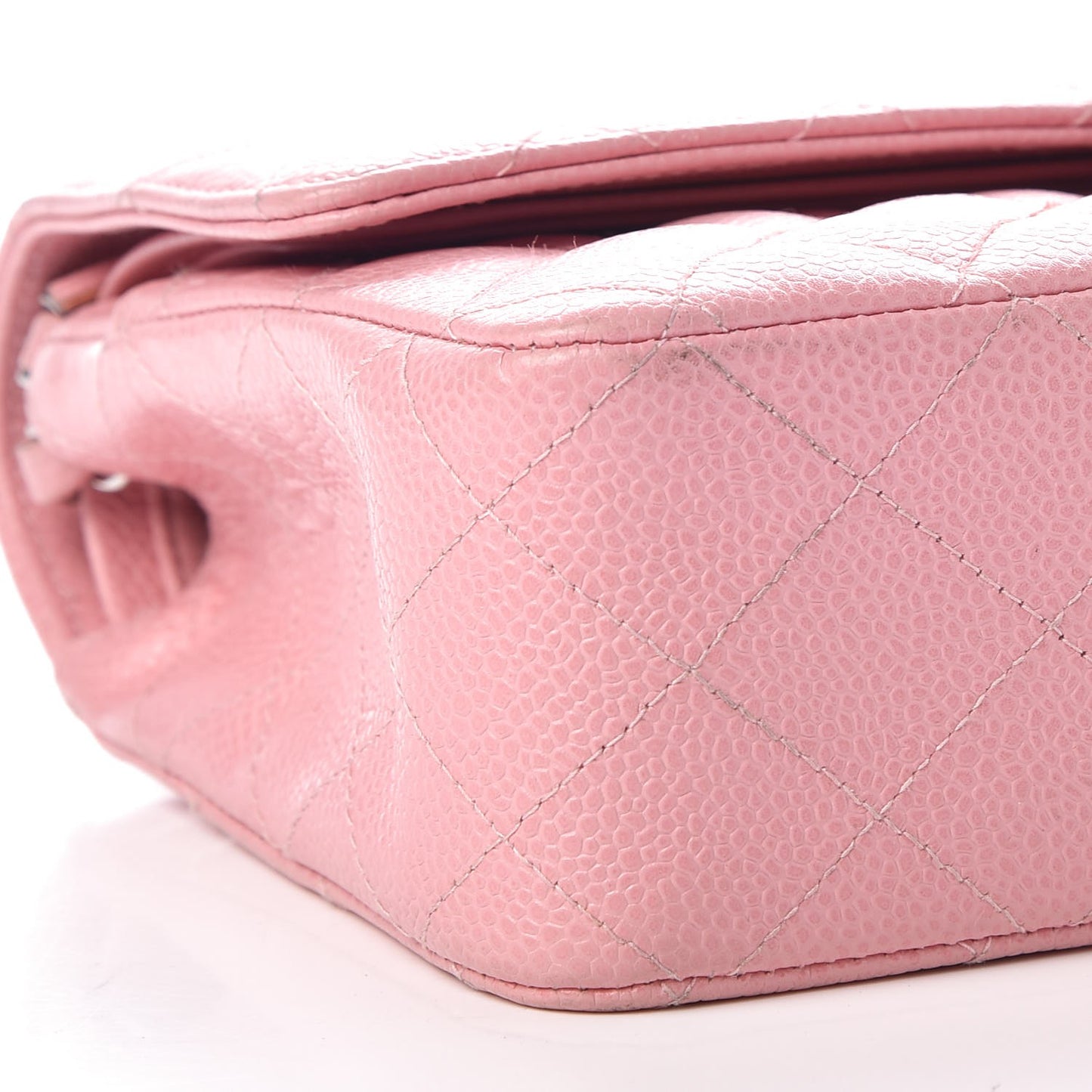 Caviar Quilted Medium Double Flap Pink
