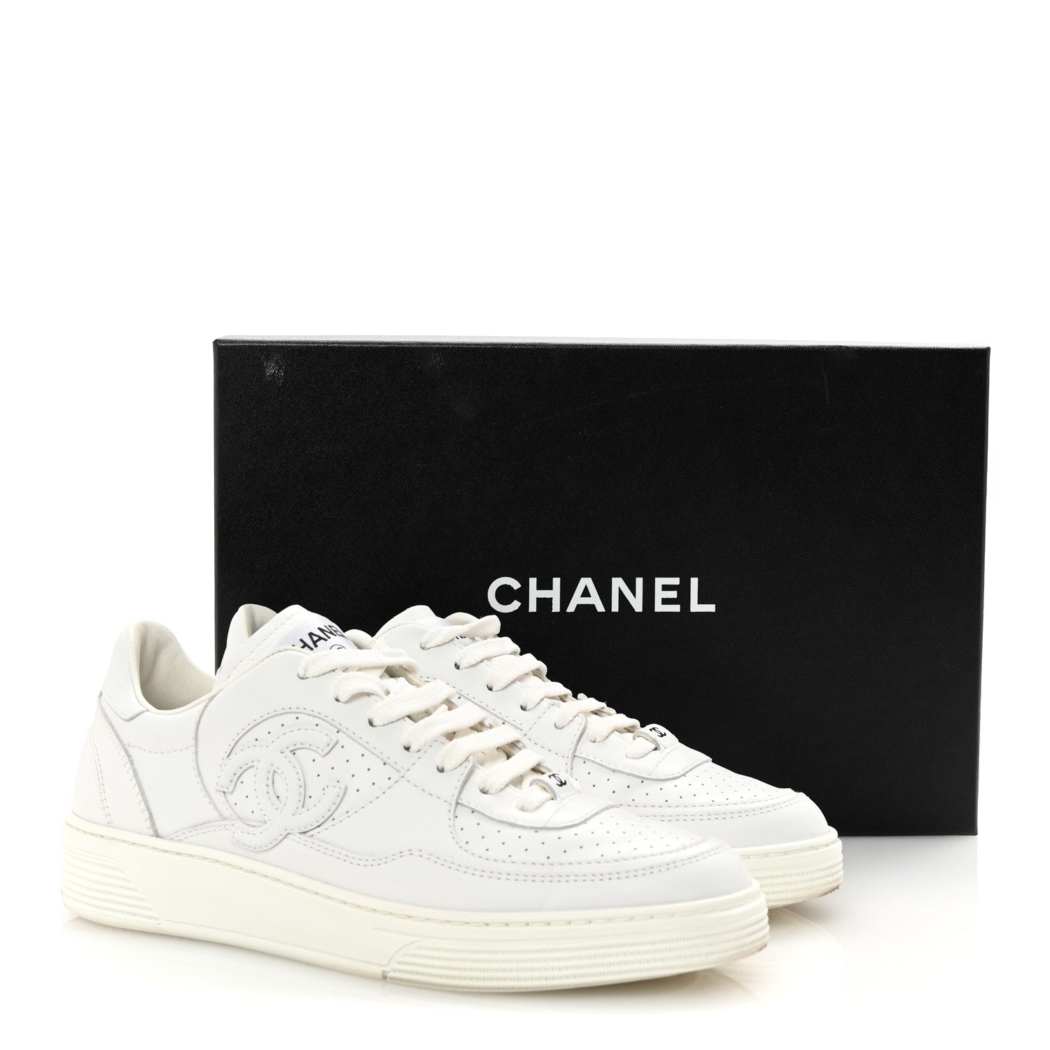 Chanel Calfskin CC Womens Sneakers 39 White 10 of 10