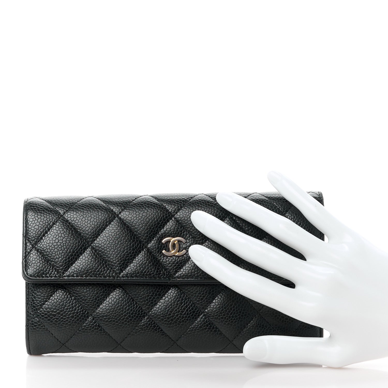 Chanel Caviar Quilted Long Flap Wallet Black 2 of 12