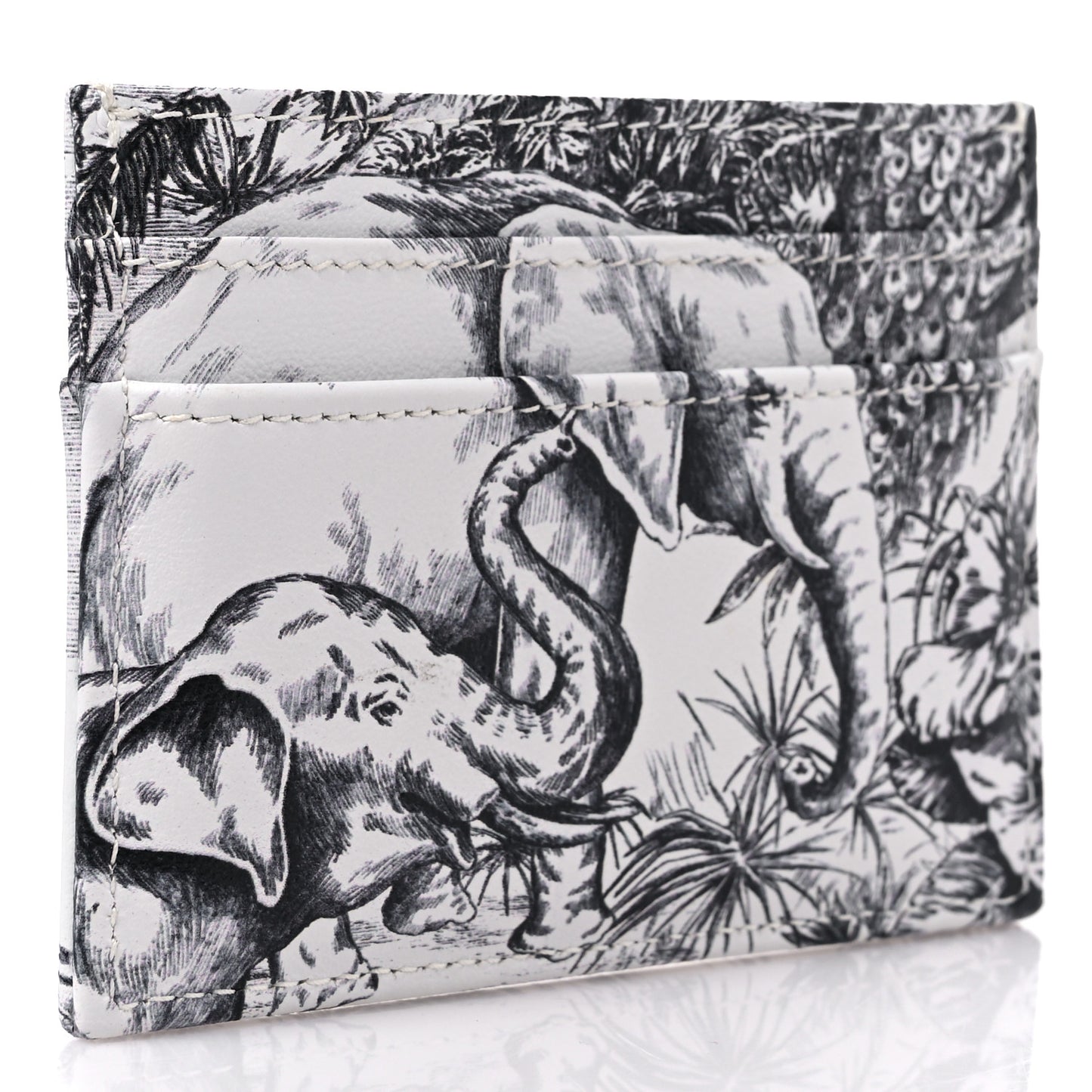 Calfskin Printed Toile De Jouy Lady Dior Card Holder Blue