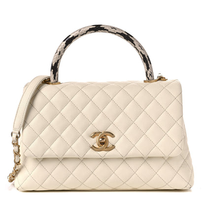 Chanel Caviar Elaphe Quilted Small Coco Handle Flap Ivory 1 of 15