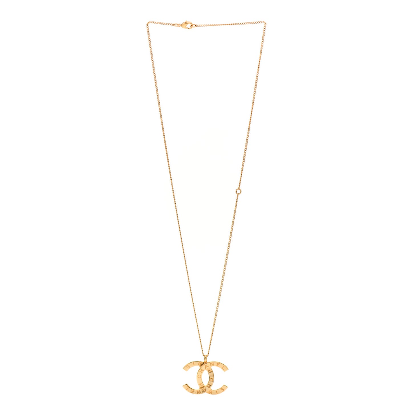 Metal CC Paris Button Necklace Gold