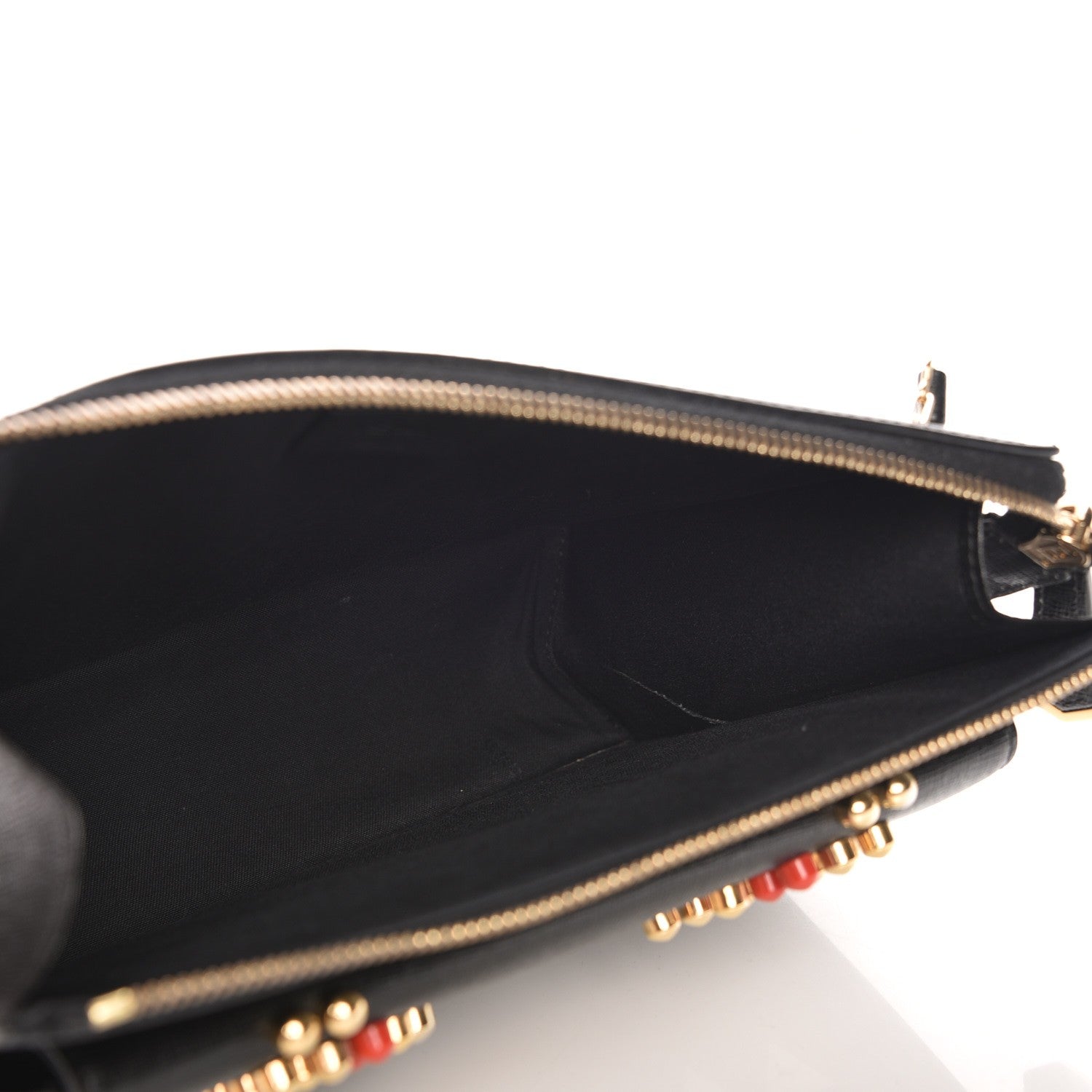 Fendi Vitello Elite Studded Monster Crossbody Bag Black 5 of 9